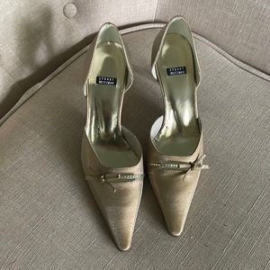 Stuart Weitzmam Gold Satin Heels